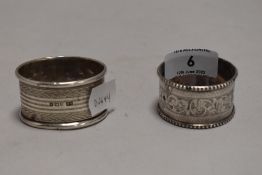 Two HM silver napkin rings