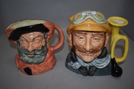 Two Royal Doulton character jugs including Falstaff and Veteran Motorist