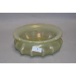 An antique Loetz style glass bowl having scalloped design with iridescent finish