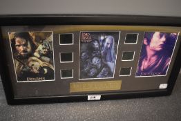 A framed set of J.R Tolkien Lord Of The Rings Trilogy Film Cells or stills limited run of 486:1000