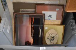 A selection of prints pictures and photo frames including L.S Lowry