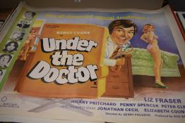 Five genuine vintage movie film quad posters of comedy interest including Under the Doctor, George