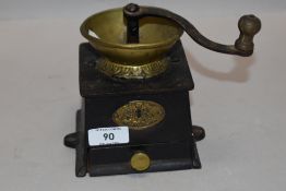 A Victorian manual coffee grinder mill by Kenrick cast iron and brass design