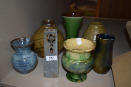 A selection of mid century and later studio pottery including Margaret Bentley and Coniston etc