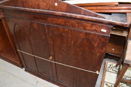 A Victorian mahogany bookcase top having gothic style panelled doors width approx. 134cm