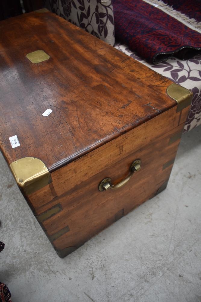 A 19th century brass bound camphor wood chest. - Image 5 of 5