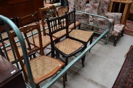 A late 19th/early 20th century single bed frame, with mottled green metallic paintwork