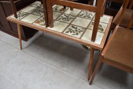 A vintage tile top coffee table, approx. 95 x 50cm