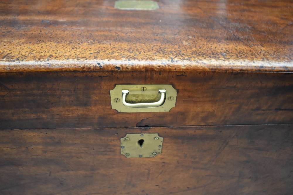 A 19th century brass bound camphor wood chest. - Image 3 of 5