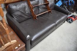 A modern leather 2/3 seater settee, width approx. 175cm