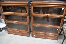 A pair of early 20th Century mahogany stacking bookcases in the Globe Wernicke style, each having