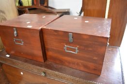 Two stained frame storage boxes