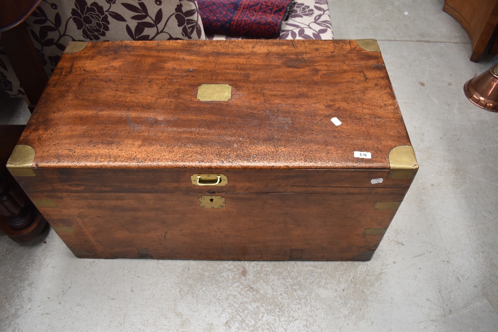 A 19th century brass bound camphor wood chest. - Image 2 of 5