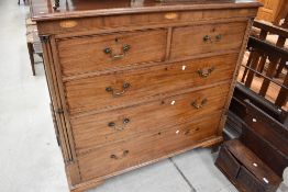 A late 19th or early 20th Century mahogany chest of two over three drawers, width approx. 125cm