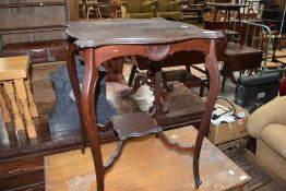 An Edwardian mahogany occasional table, of shaped square form with cabriole style legs and under