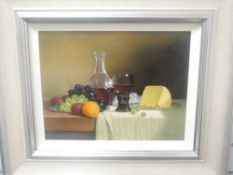 R T Haslam, a pair of oil paintings, Fruit and Wine, signed, 34 x 45cm, framed, 60 x 72cm