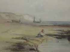 K Hill, (19th century), a watercolour, coastal scene, signed and dated 1886, 26 x 46cm, mounted