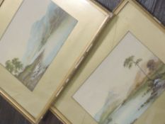 G Brown, a pair of watercolours, Lakeland landscapes, 21 x 30cm mounted framed and glazed 40 x 49cm