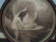 Herbert James, (1863-1920), after, a print, Water Babies, monochrome circular, dia 50cm