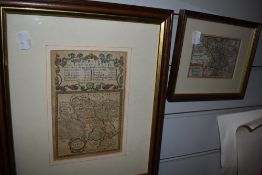 Antique Road Map. London to Darby. Circa 18th century. With; a smaller county map for Darbyshire.