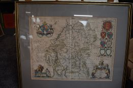 Antique Map. Westmorland. Later colouring. Framed and glazed. (1)