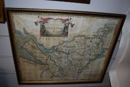Antique Map. Morden - Chester [Cheshire]. Later colouring. Framed and glazed. (1)