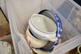 A selection of ceramic wash bowls and tureen