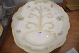 A modern Blackeney turkey plate, with moulded channels and well, 48cm