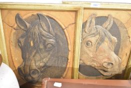 A pair of equine interest horse plaques having raised imagery