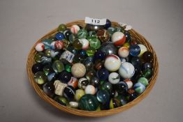 A selection of childrens toy marbles including lustre glazed, swirls and onion skin