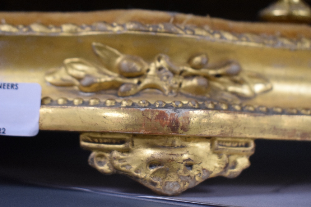 An 19th century French Empire garniture clock having ormolu case with porcelain panels and figure of - Image 3 of 3