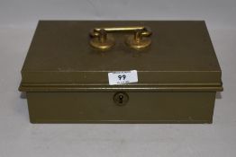 A metal deed or similar metal box chest