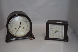 Two art deco era bakelite clocks including Enfield