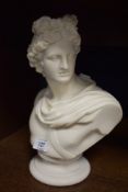 A Victorian parian ware bust or figure head of Apollo Greek god of divine distance approx 14 inch