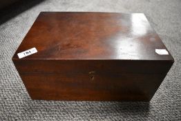 A mahogany sewing case having compartment fitted interior