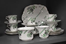 An art deco part tea service by Sutherland China in the Trentham pattern
