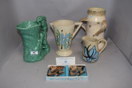 A selection of mid century ceramics including Sylvac and Susie Cooper three handle vase AF