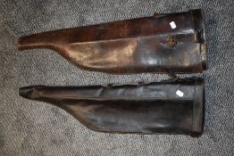 Two vintage leg of lamb leather gun cases