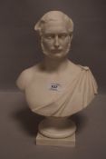 A Victorian parian ware bust or statue of HRH Prince Albert after C Marochetti by the Minton