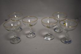 A set of six mid century Babycham cocktail glasses