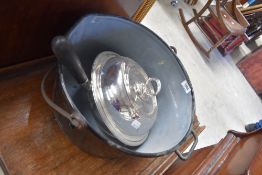 A vintage enamelled jam pan and plated tureen