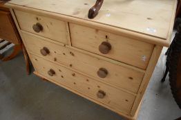 A 19th Century and later stripped pine chest of two over two drawers, width approx. 95cm