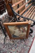 A 19th Century mahogany framed firescreen with feltwork insert (af)