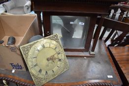 A longcase clock face, 30 hour movement, brass face , named for Whitfield, Clifton and an oak