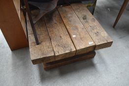 A rustic coffee table, railway sleeper style