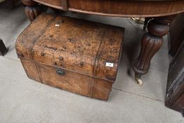 A vintage tin trunk and tools etc