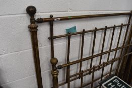 A Victorian brass bed, width approx 120cm (4ft) small double