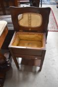 An early 20th Century oak and ply sewing box