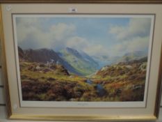 After Rex Preston (British contemporary) colour print 'Picnic At Buttermere' mounted framed and