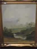 Peter M Drewett, an oil painting, river landscape, signed and dated 1983, 49 x 39cm, framed